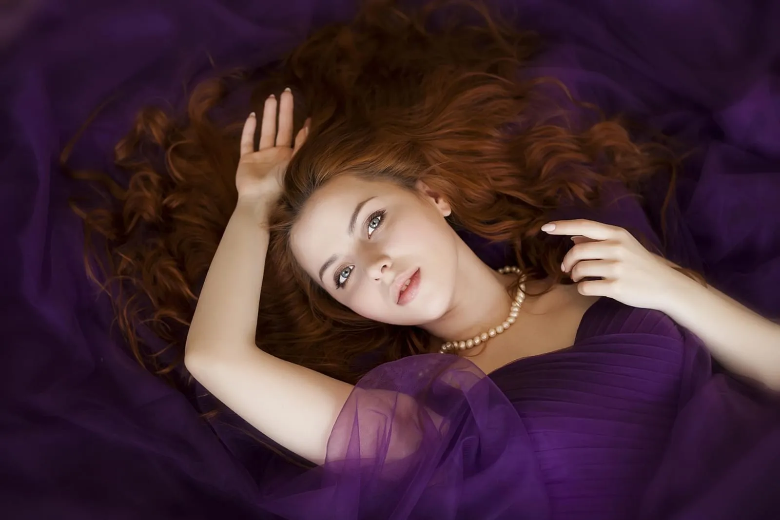 Woman with long, glossy brown hair