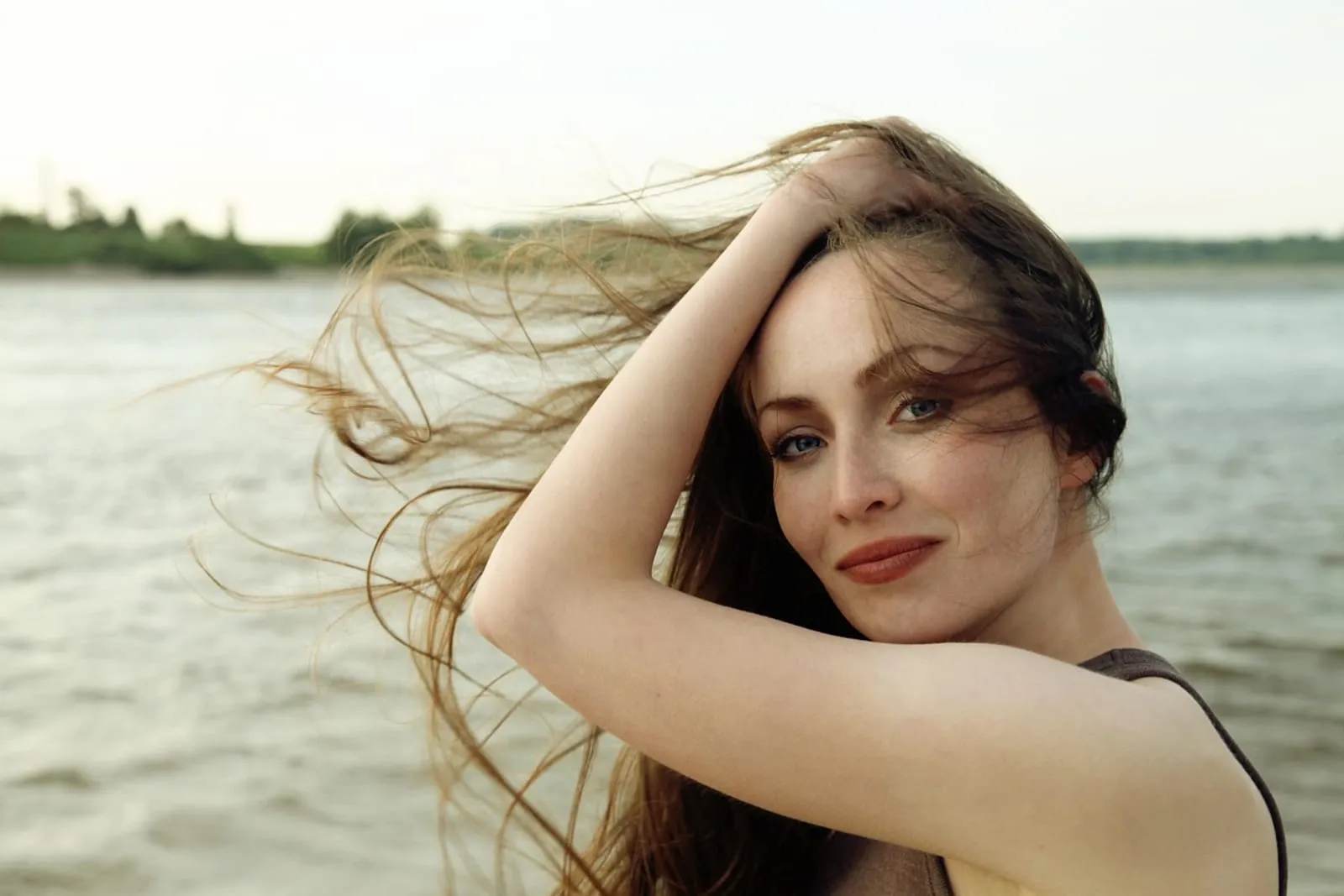 Woman with long, loose hair
