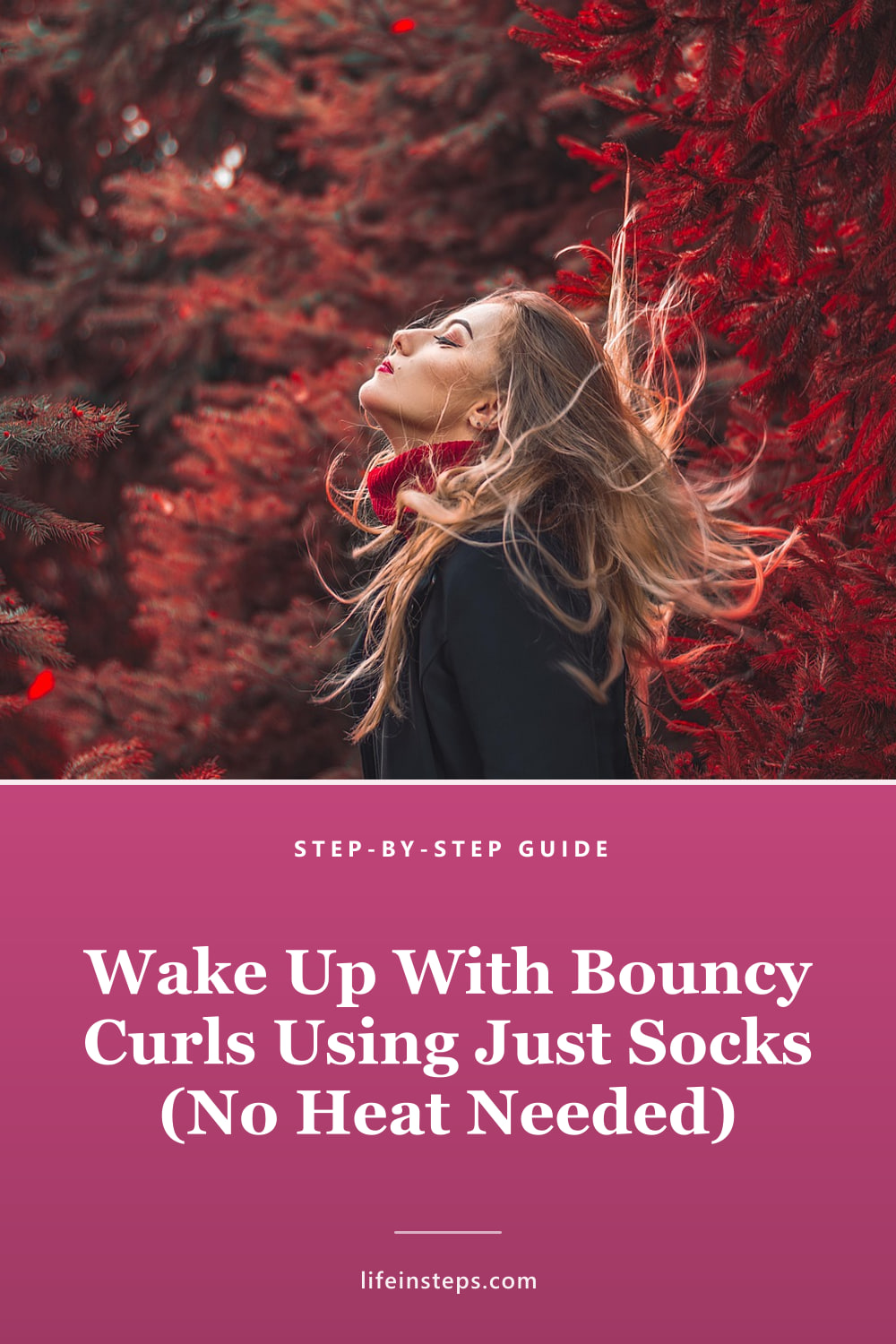 Pinterest pin: Wake Up With Bouncy Curls Using Just Socks (No Heat Needed)