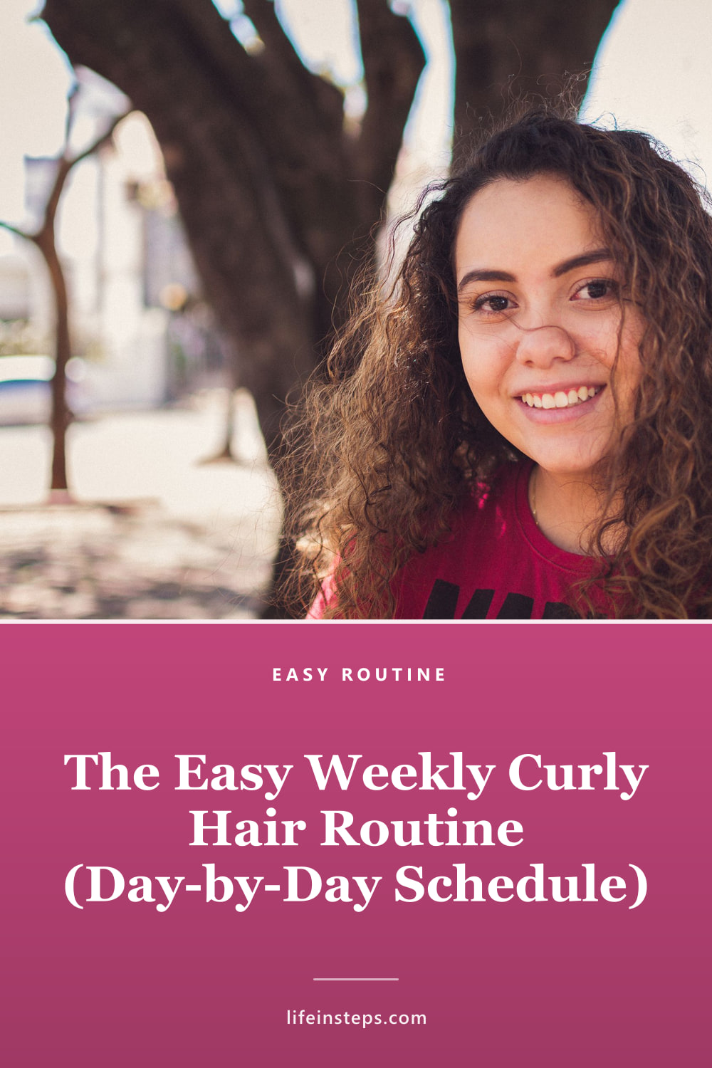 Pinterest pin: The Easy Weekly Curly Hair Routine (Day-by-Day Schedule)